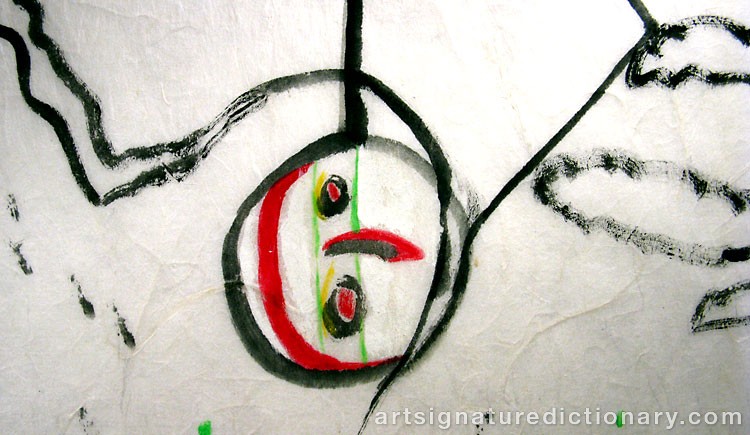 Close-up details showing Pierre ALECHINSKY signature forgery characteristics