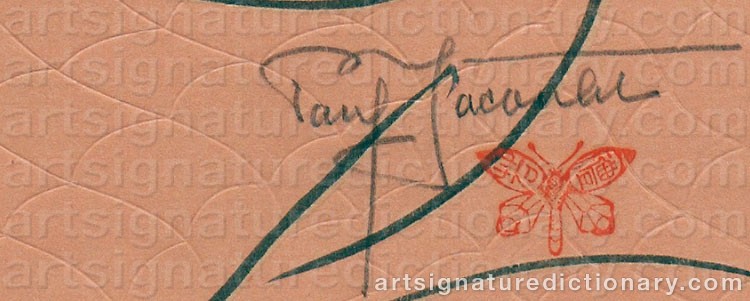 Authentic signature by Paul JACOULET on artwork