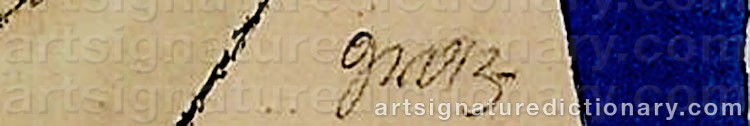 Authentic signature by George GROSZ on artwork