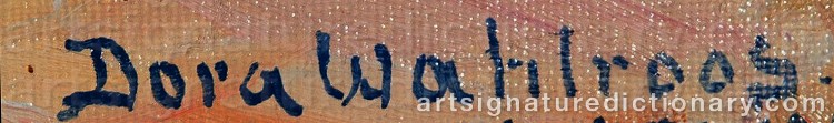 Authentic signature by Dora WAHLROOS on Painting/Watercolour artwork