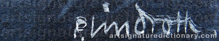 Authentic signature by Peter LINDROTH on artwork