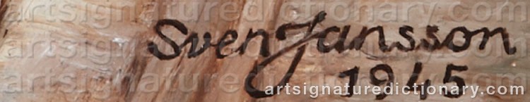 Authentic signature by Sven Erik JANSSON on  artwork
