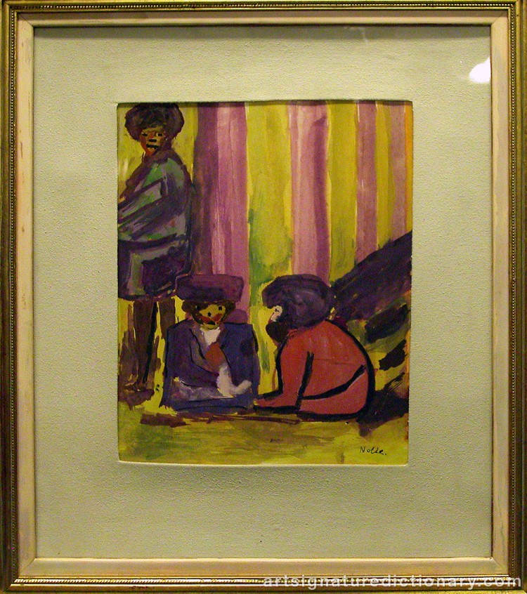 Close-up details showing Emil NOLDE signature forgery characteristics