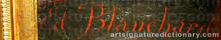 Authentic signature by Édouard Théophile BLANCHARD on  artwork