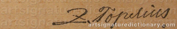 Authentic signature by Zacharias TOPELIUS on  artwork