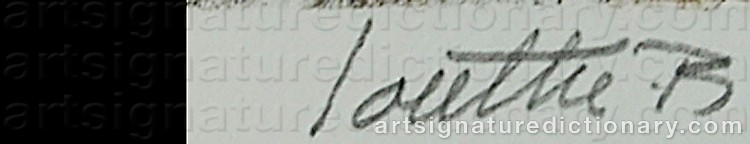 Authentic signature by B. Jean LOUTTRE on  artwork