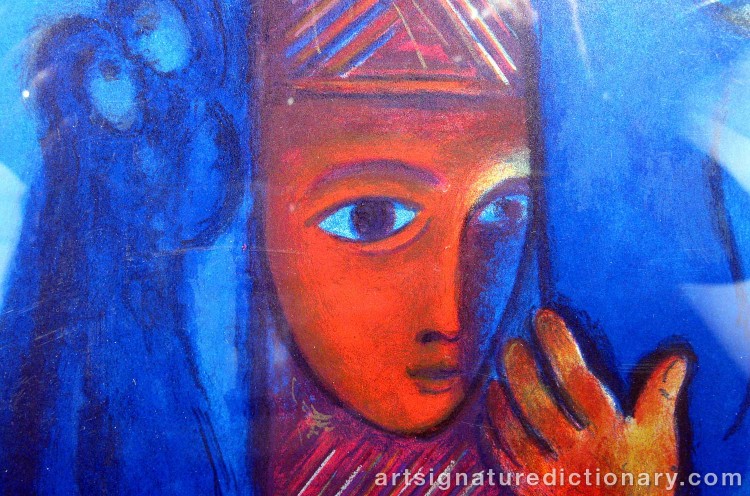 Close-up details showing Marc CHAGALL signature forgery characteristics