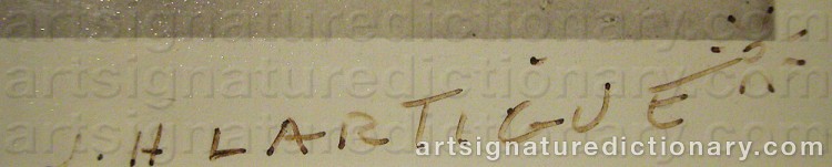 Authentic signature by Jacques-Henri LARTIGUE on  artwork
