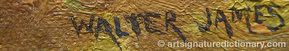 Authentic signature by Walter John JAMES on  artwork