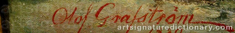 Authentic signature by Olof Jonas GRAFSTRÖM on artwork