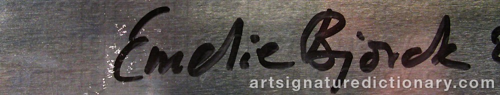 Authentic signature by Emelie BJÖRCK on  artwork