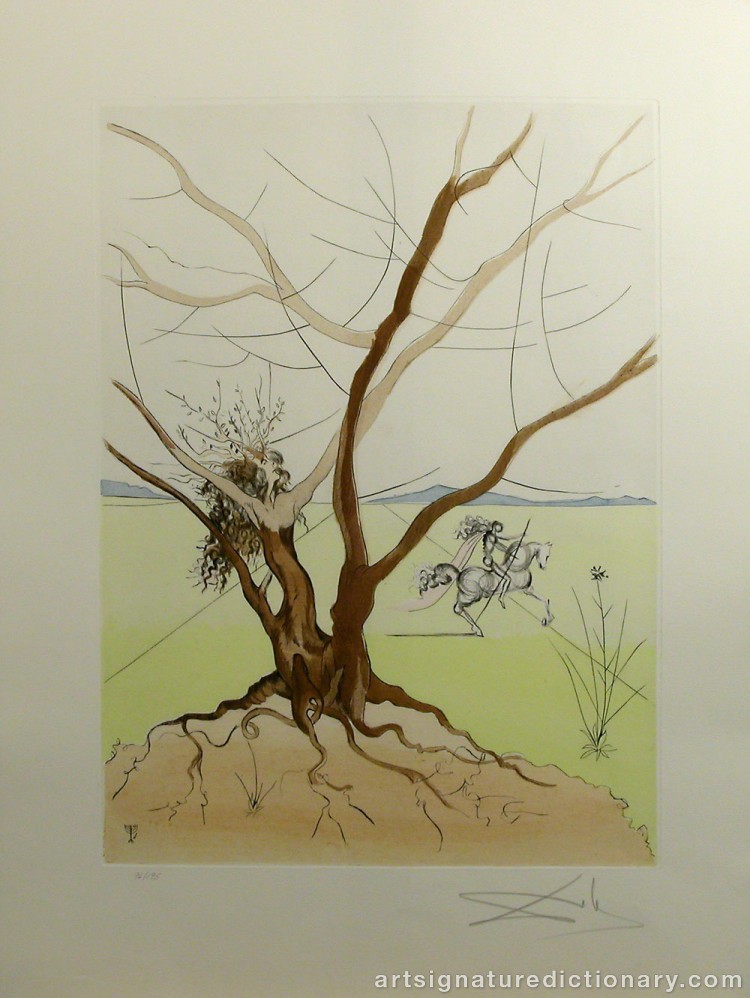 Close-up details showing Salvador DALI signature forgery characteristics