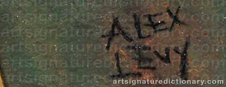 Authentic signature by Alexander Oscar LEVY on  artwork