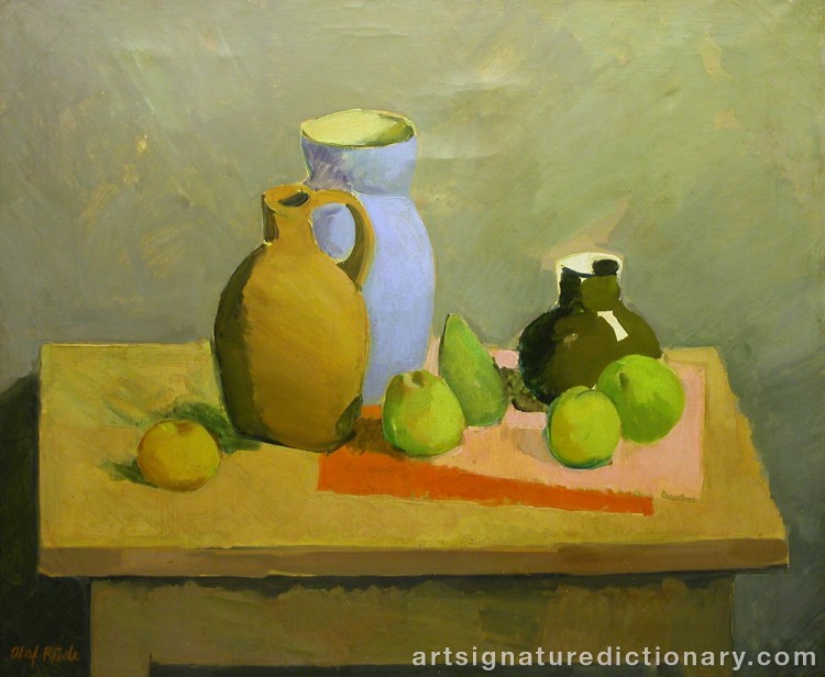 Close-up details showing Olaf RUDE signature forgery characteristics