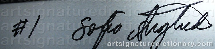 Authentic signature by Sofia ÄNGHEDE on  artwork