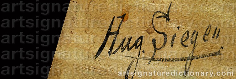 Authentic signature by August Von SIEGEN on artwork