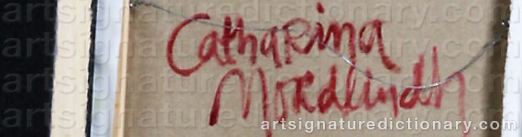 Authentic signature by Catharina NORDLINDH on  artwork