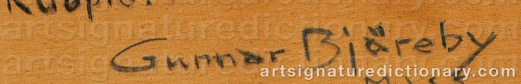 Authentic signature by Gunnar BJÄREBY on artwork