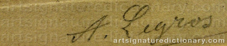 Authentic signature by Alphonse LEGROS on  artwork