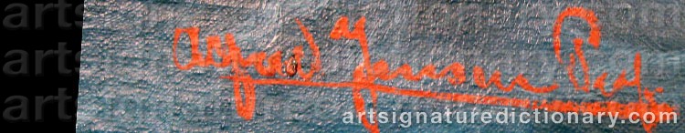 Authentic signature by Alfred JENSEN on artwork