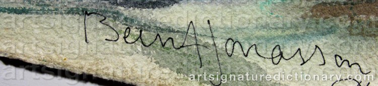 Authentic signature by Bernt JONASSON on  artwork
