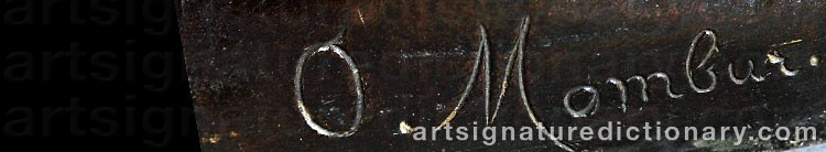 Authentic signature by Jean Ossaye MOMBUR on  artwork