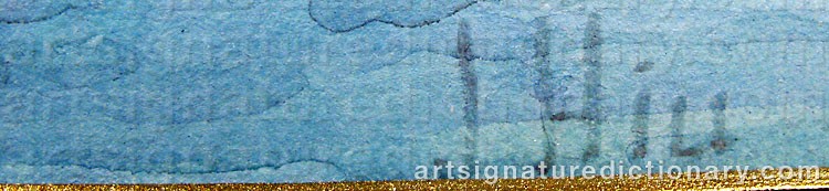 Authentic signature by J. HILL on  artwork