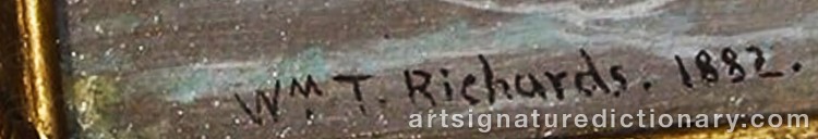 Authentic signature by William Trost RICHARDS on Painting/Watercolour artwork