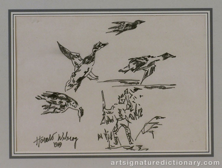 Close-up details showing Harald WIBERG signature forgery characteristics