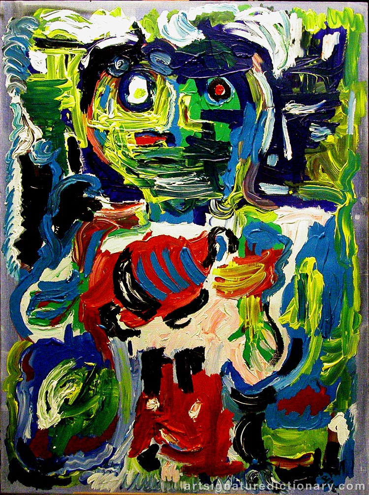 Close-up details showing Karel APPEL signature forgery characteristics