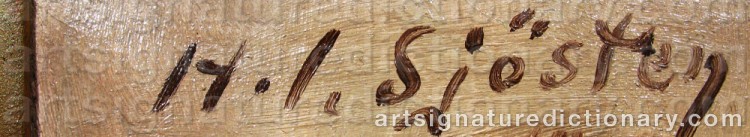Authentic signature by H. I. SJÖSTEN on  artwork