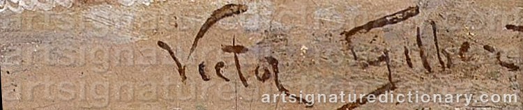 Authentic signature by Victor Gabriel GILBERT on Painting/Watercolour artwork