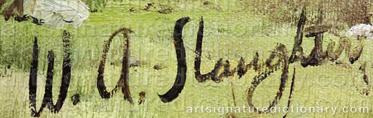 Authentic signature by William A. SLAUGHTER on Painting/Watercolour artwork