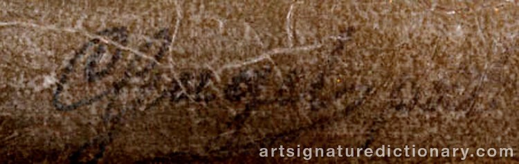 Authentic signature by Karl Adolf GUGEL on  artwork