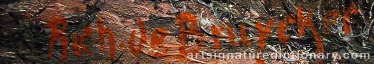 Authentic signature by Richard De BRUYCKER on  artwork