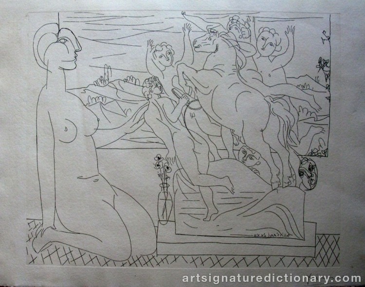 Close-up details showing Pablo PICASSO signature forgery characteristics