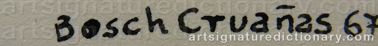 Authentic signature by Bosch CRUAÑAS on  artwork