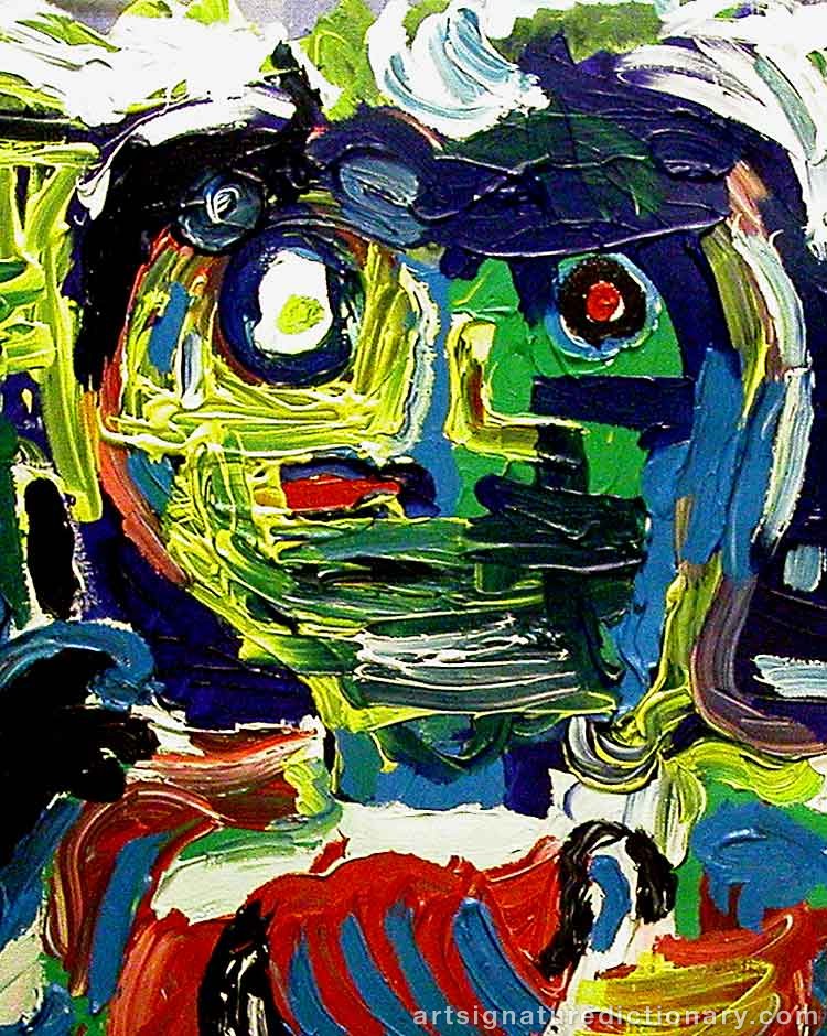 Close-up details showing Karel APPEL signature forgery characteristics