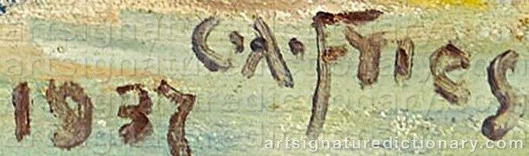 Authentic signature by Charles Arthur FRIES on Painting/Watercolour artwork