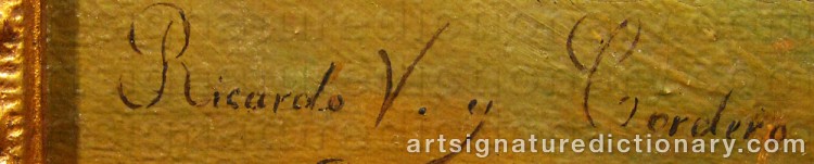 Authentic signature by Ricardo CORDERO on Painting/Watercolour artwork
