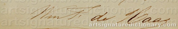 Authentic signature by William Frederick De HAAS on  artwork