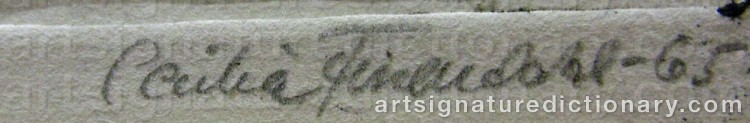 Authentic signature by Cecilia FRISENDAHL on artwork