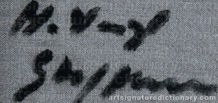 Authentic signature by Hans Voigt STEFFENSEN on artwork
