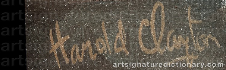 Authentic signature by Harold CLAYTON on Painting/Watercolour artwork