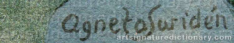 Authentic signature by Agneta SWIDÉN on  artwork