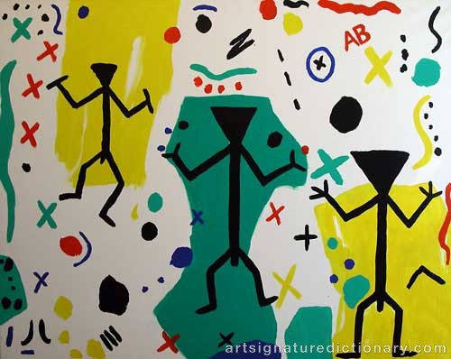 Close-up details showing Alberech Ralf Winckler ‘A. R.’ PENCK signature forgery characteristics