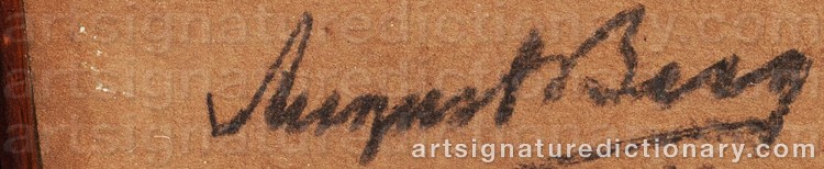 Authentic signature by August BERG on Painting/Watercolour artwork