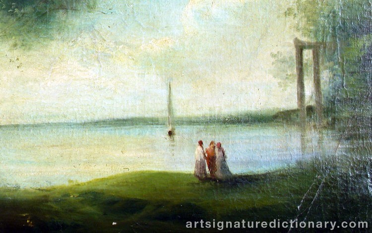Close-up details showing Jean Baptiste Camille COROT signature forgery characteristics