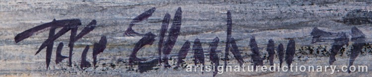 Authentic signature by Peter ELLENSHAW on Painting/Watercolour artwork