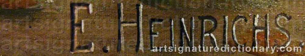 Authentic signature by Eduard HEINRICHS on  artwork